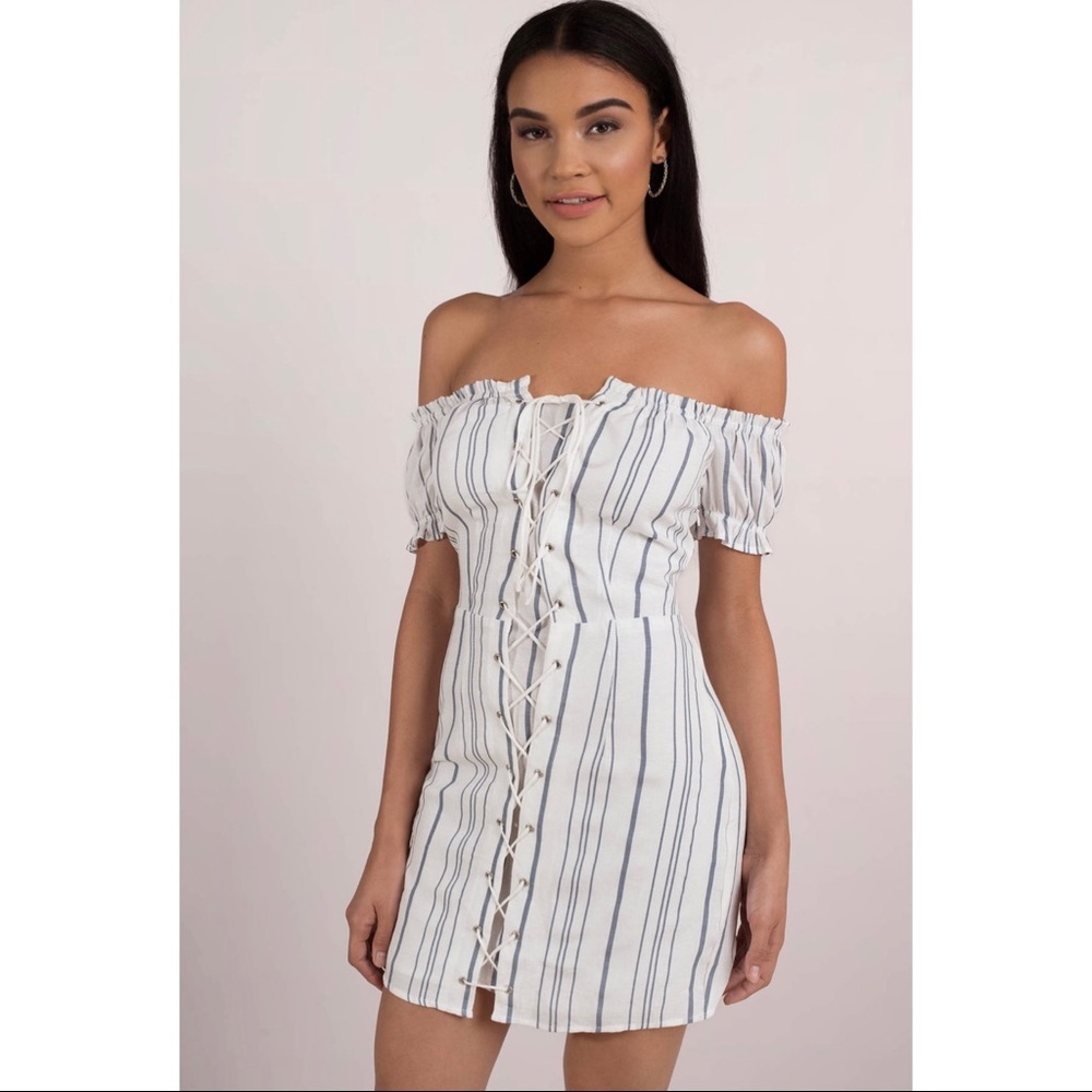 Off the Shoulder Striped Dress